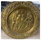 Brass Wall Plate with Tavern Scene Design