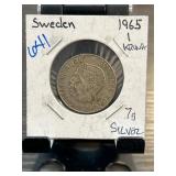 1965 Sweden 1 Krona Silver Coin