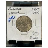 1964 Finland 1 Markka Silver Coin