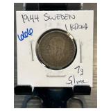 1944 Sweden 1 Krona Coin in Holder