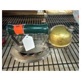 Brass and Metal Gas Smoothing Iron with Green Hand