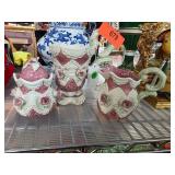 Decorative Pink and White Ceramic Tea Set