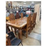 Hand-Carved Dining Table with 6 Chairs