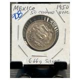 1950 Mexican 50 Centavos Coin Uncirculated
