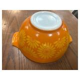 Pyrex Orange Bowl with Daisy Pattern