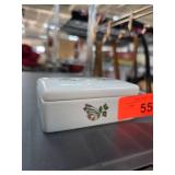 Rectangular White Porcelain Box With Floral Motif