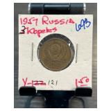 1957 USSR 3 Kopeks Coin