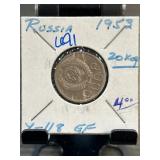 1953 Russian 20 Kopeks Coin in Holder