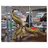 Gold-Tone Decorative Peacock Pair Figurines