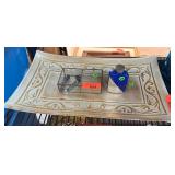 Decorative Glass Tray with Ornate Gold Design