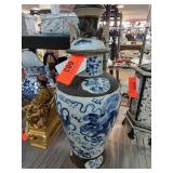 Blue and White Lidded Porcelain Vase