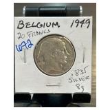 Belgium 1949 20 Francs .835 Silver Coin