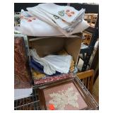Linens and Framed Lace Display