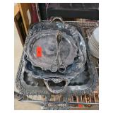 Silver-Plated Serving Tray and Utensil Set