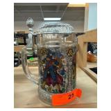 German Glass Stein With Pewter Lid