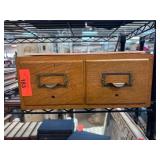 Wooden Card Catalog with Two Drawers