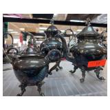 Silver-Colored Ornate Coffee and Tea Set