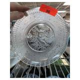 Clear Pressed Glass Plate With Owl Design