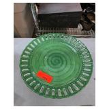 Green Decorative Plate with Pierced Edge