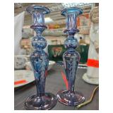 Blue Glass Candlesticks Made in Egypt