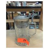 Glass Beer Stein with Metal Hinged Lid