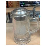 Glass Beer Stein with Pewter Lid