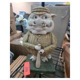 Pig Baseball Player Figurine with Bat