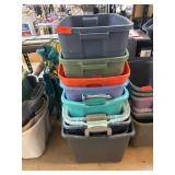 Stack of 10 Plastic Storage Bins