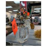 Crystal Perfume Bottle with Ornate Metal Cap