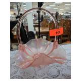 Fenton Pink Iridescent Glass Basket