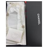 Chanel Faux Pearl Necklace With CC Logo