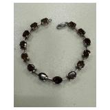 Sterling Silver Bracelet with Brown Stones