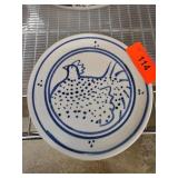 Blue-and-White Plate with Chicken Design