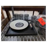 Decorative Drinkware and Plate with Tray