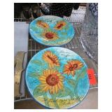 Two Cracker Barrel Plates with Sunflower Design