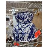 Blue and White Enamelware Bowls with Splatter Desi