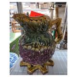 Multicolored Ceramic Pitcher with Grape Design