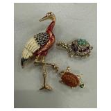 Three Animal-Themed Brooches