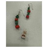 Sterling Silver Earrings and Single Gold-Tone Pend