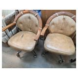 4pc Tan Upholstered Chairs with Casters