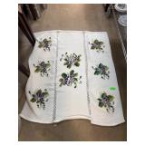 White Crocheted Table Cover with Floral Embroidery