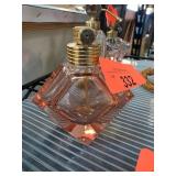 Pink Glass Perfume Bottle with Gold-Tone Accents