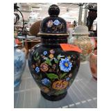Black Adarti Italian Ceramic Lidded Vase