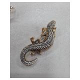 Lizard-Shaped Brooch with Gold-Tone Accents