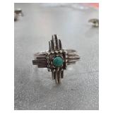 Silver Ring with Turquoise Stone, About Size 8.5