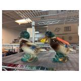 Winking Ceramic Mallard Duck Figurines Pair