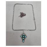 Sterling Silver Cross Pendant with Two Chains