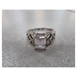 Sterling Silver Geometric Design Ring Sz 7