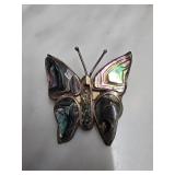Sterling Silver Butterfly Brooch with Abalone Inla
