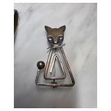 Sterling Silver Cat-Shaped Brooch